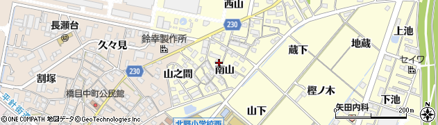 愛知県岡崎市北野町（南山）周辺の地図
