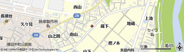 愛知県岡崎市北野町（蔵下）周辺の地図