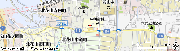京都府京都市山科区北花山横田町周辺の地図