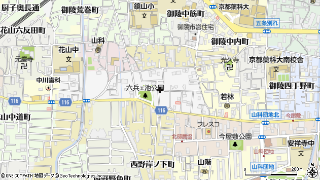 〒607-8453 京都府京都市山科区厨子奥尾上町の地図