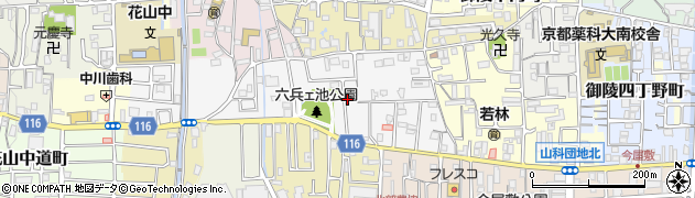 京都府京都市山科区厨子奥尾上町周辺の地図