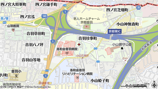 〒607-8062 京都府京都市山科区音羽珍事町の地図