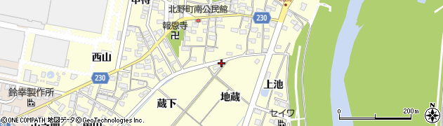 愛知県岡崎市北野町（地蔵）周辺の地図