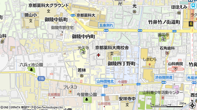 〒607-8413 京都府京都市山科区御陵三蔵町の地図