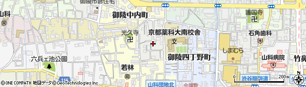 京都府京都市山科区御陵三蔵町周辺の地図