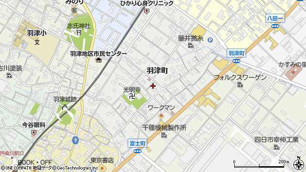 〒510-0017 三重県四日市市羽津町の地図