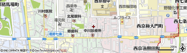 京都府京都市右京区西京極東町周辺の地図