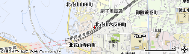 京都府京都市山科区北花山六反田町周辺の地図