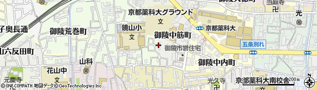 京都府京都市山科区御陵中筋町周辺の地図