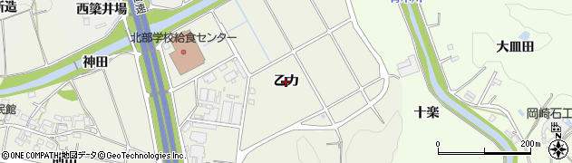 愛知県岡崎市東阿知和町（乙カ）周辺の地図