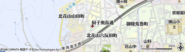 京都府京都市山科区厨子奥長通周辺の地図