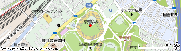 静岡県草薙総合運動場硬式野球場周辺の地図