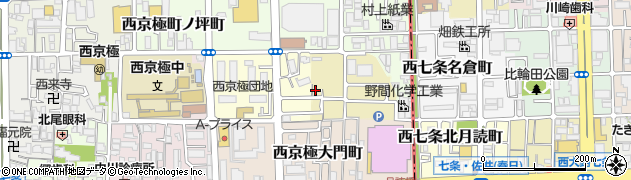 京都府京都市右京区西京極中溝町周辺の地図