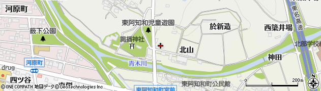 愛知県岡崎市東阿知和町（北山）周辺の地図