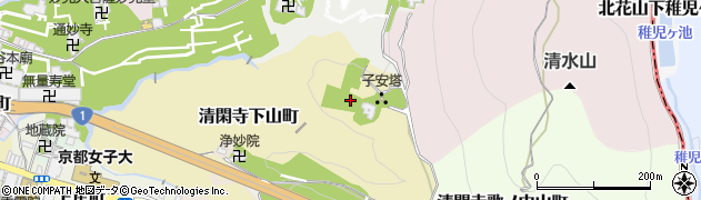 京都府京都市東山区清閑寺下山町周辺の地図