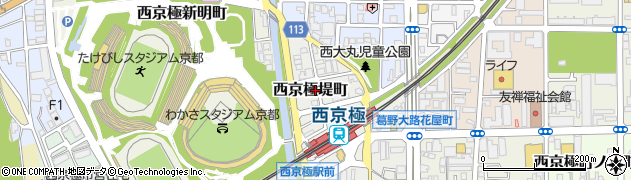 京都府京都市右京区西京極堤町周辺の地図