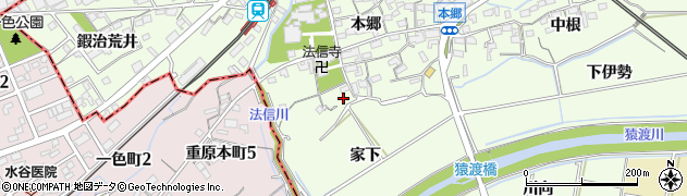 愛知県知立市上重原町（家下）周辺の地図