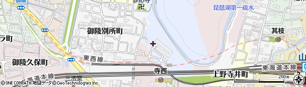 京都府京都市山科区御陵大谷町周辺の地図