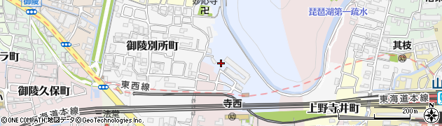 京都府京都市山科区御陵大谷町周辺の地図