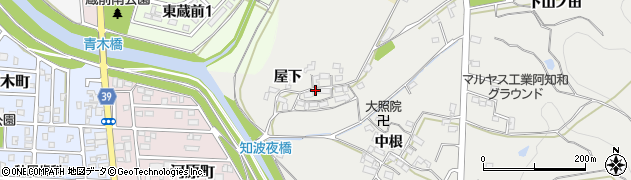 愛知県岡崎市西阿知和町（屋下）周辺の地図