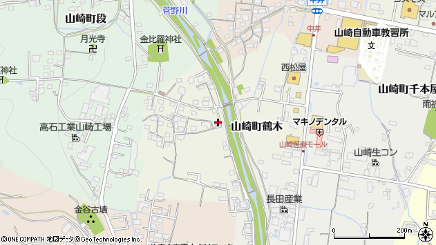 〒671-2553 兵庫県宍粟市山崎町鶴木の地図