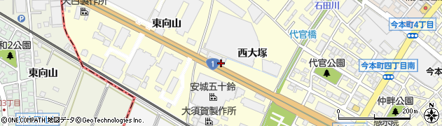 愛知県安城市今本町（西大塚）周辺の地図