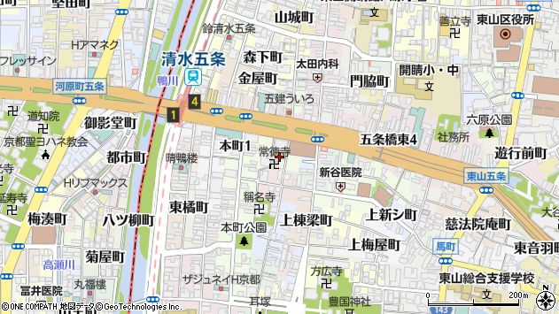 〒605-0911 京都府京都市東山区袋町の地図