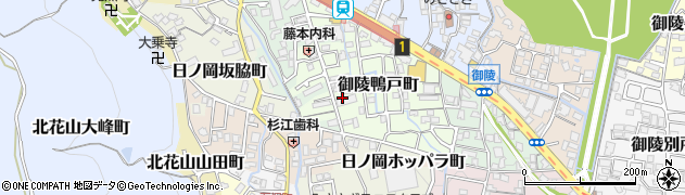 京都府京都市山科区御陵鴨戸町周辺の地図