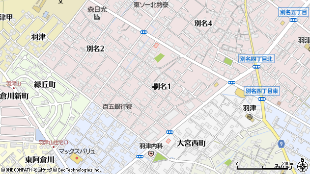 〒510-0007 三重県四日市市別名の地図