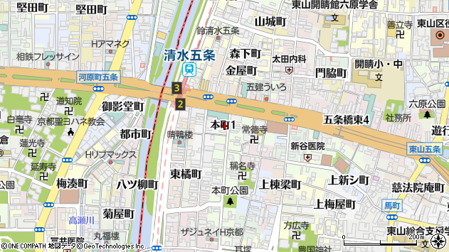 〒605-0981 京都府京都市東山区本町の地図
