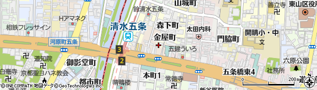 京都府京都市東山区金屋町周辺の地図