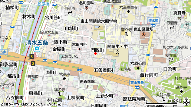 〒605-0843 京都府京都市東山区門脇町の地図