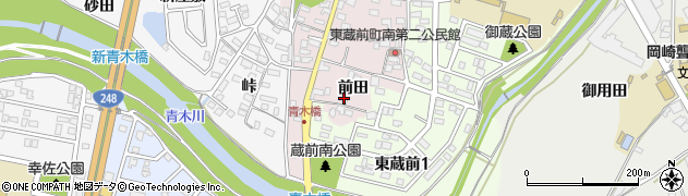 愛知県岡崎市東蔵前町（前田）周辺の地図