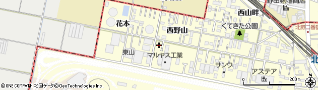 愛知県岡崎市北野町西野山27周辺の地図