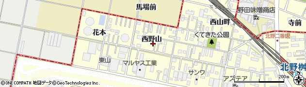愛知県岡崎市北野町西野山14周辺の地図