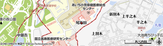 愛知県大府市森岡町尾坂田周辺の地図