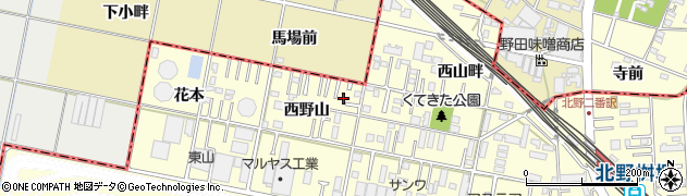 愛知県岡崎市北野町西野山2周辺の地図