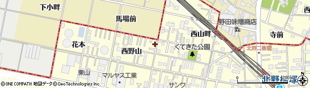 愛知県岡崎市北野町西野山1周辺の地図