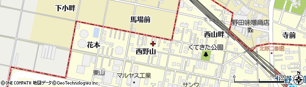 愛知県岡崎市北野町西野山4周辺の地図