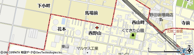 愛知県岡崎市北野町西野山5周辺の地図