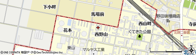 愛知県岡崎市北野町西野山7周辺の地図
