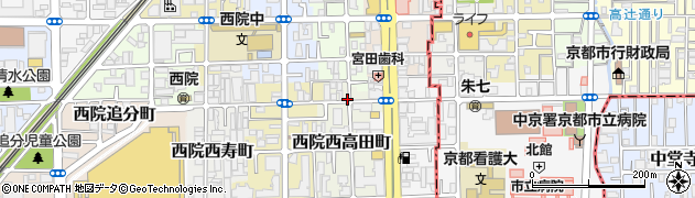 京都府京都市右京区西院西高田町周辺の地図