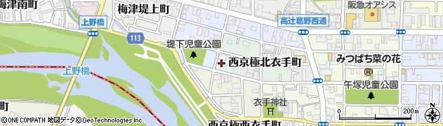 京都府京都市右京区西京極北衣手町周辺の地図
