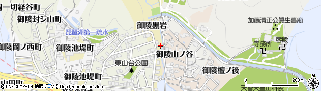 京都府京都市山科区御陵黒岩周辺の地図