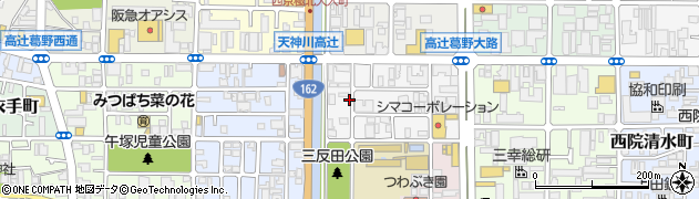 京都府京都市右京区西院西田町周辺の地図