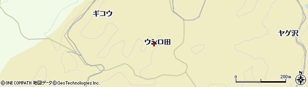 愛知県岡崎市米河内町（ウシロ田）周辺の地図
