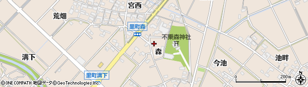 愛知県安城市里町森周辺の地図
