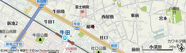 愛知県知立市牛田町稲場周辺の地図