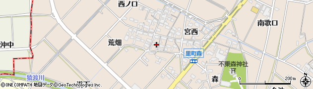 愛知県安城市里町（荒畑）周辺の地図