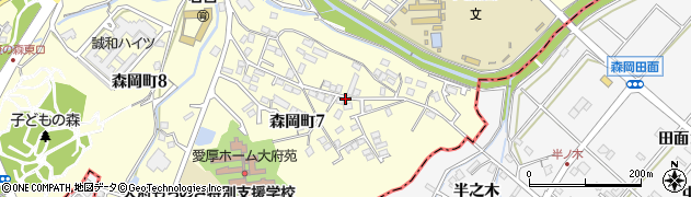 愛知県大府市森岡町（割木）周辺の地図